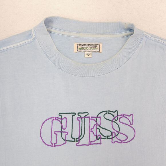 Guess Casual Graphic Short Sleeve Crew Neck T Shirt Mens Size Medium M Blue - Picture 1 of 10
